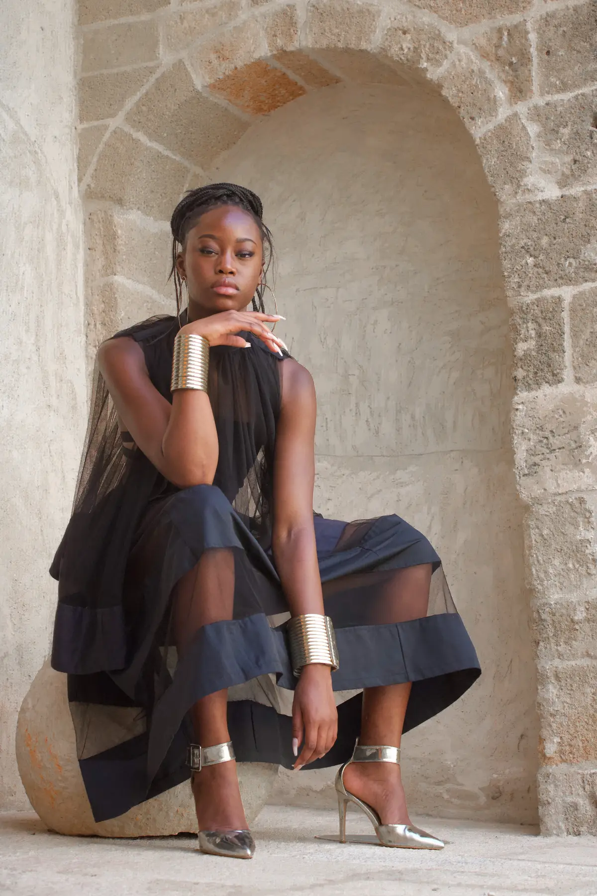 Fashion portrait — Stone & silk
